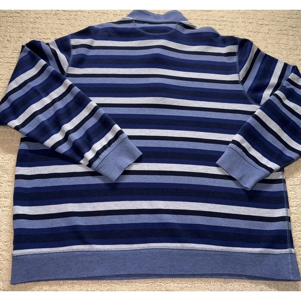 CREMIEUX Supima Cotton 1/4 Zip Pullover Sweater Multi Stripe XL‎